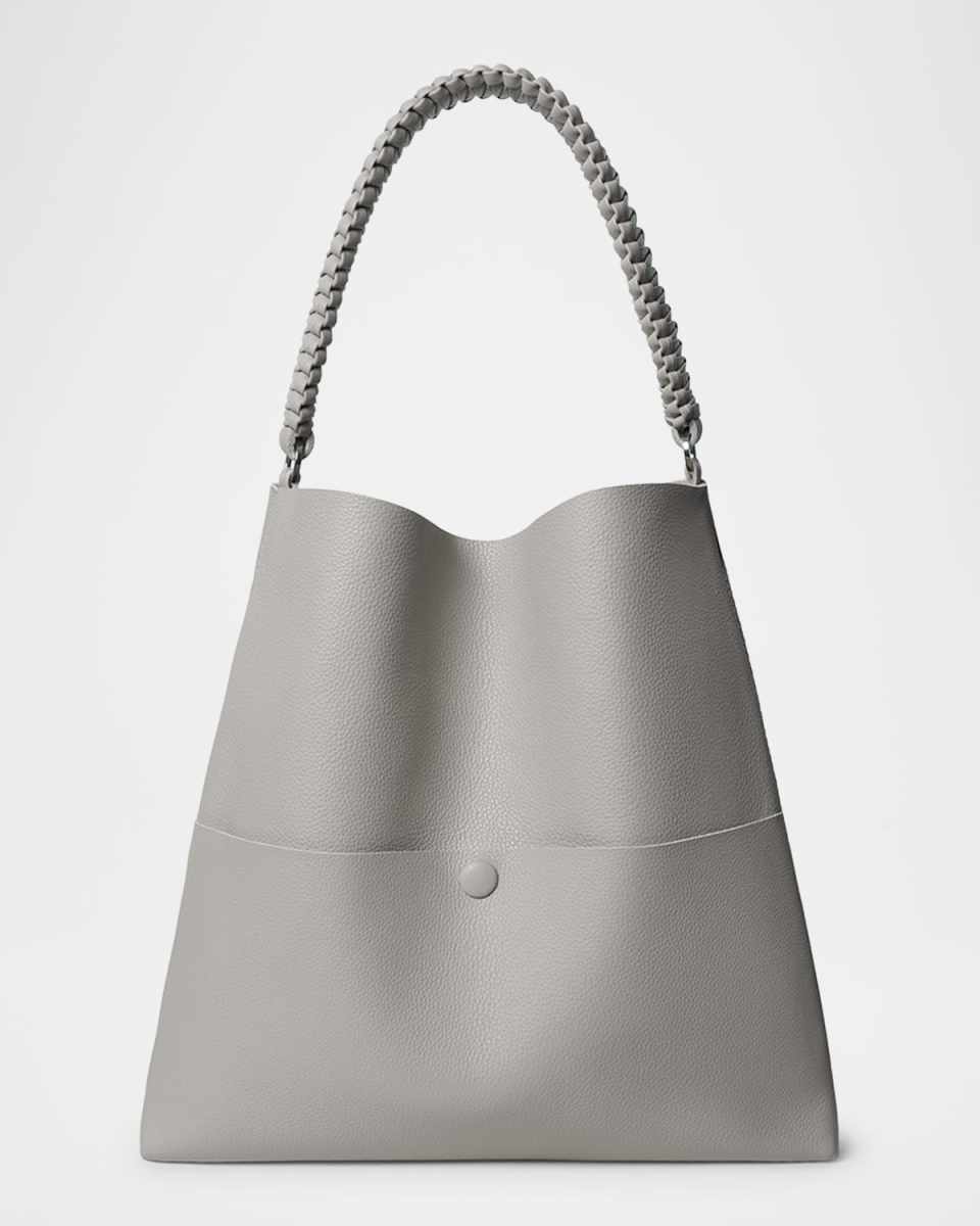Slim Medium Grained Leather Tote Bag